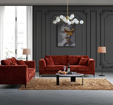 Aluxo Lenox Sofa Range 3&2 in Rust Velvet