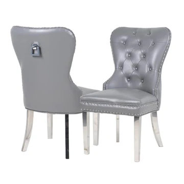 Mayfair Leather Dining Chairs ALL COLOURS Plain Back/Square Knocke