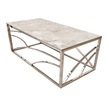 Stella Chrome Coffee Table with Stomach Ash Grey Sintered Top