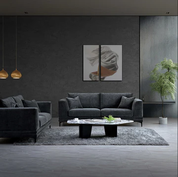 Aluxo Lenox Sofa Range in Steel Velvet